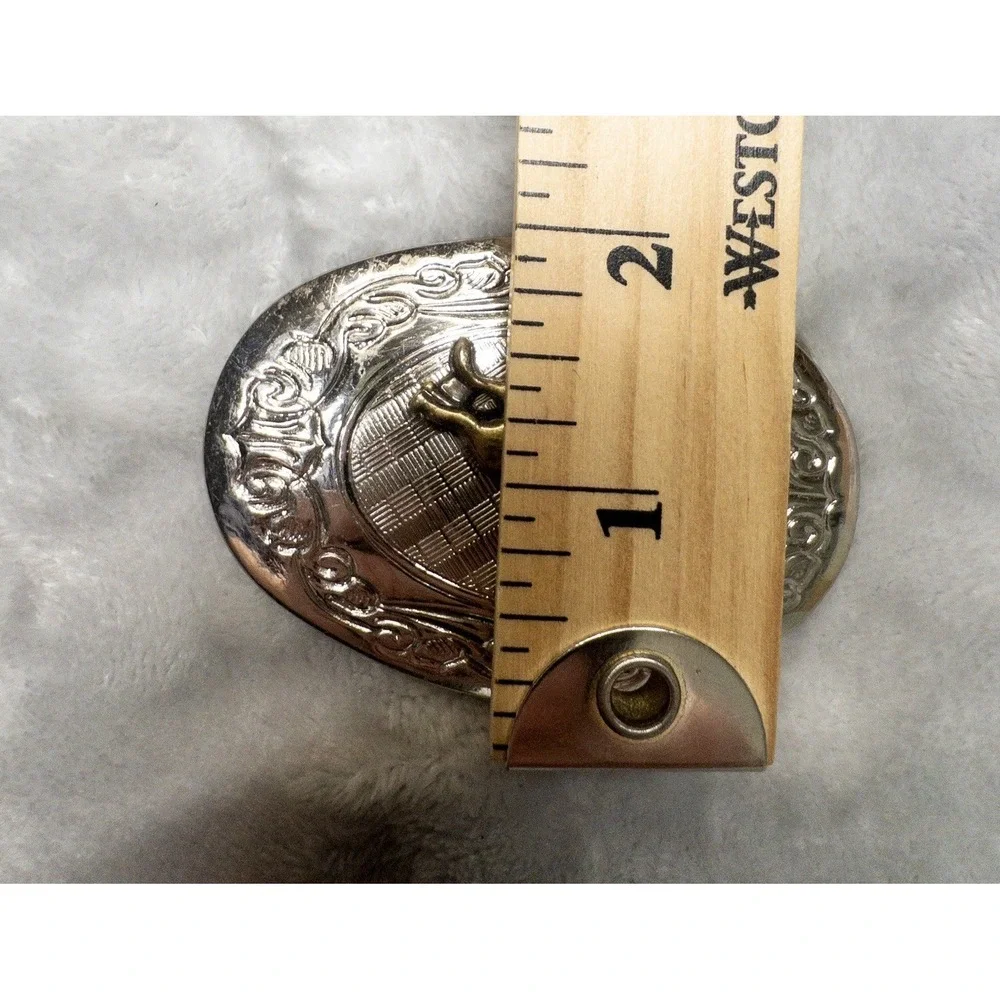 Silver And Bronze Western Rodeo Bull Riding Belt Buckle 3